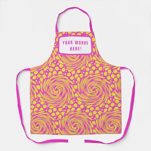Tablier Psychédélique Rose Jaune Personnalisé (Recto)