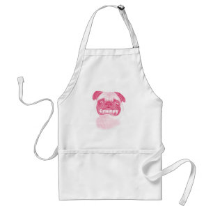 Tablier Puggy PINK Grumpy personnalisée