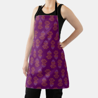 Tablier Purple Minimal Tamil Kolam Pongal Design