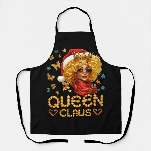Tablier Queen Claus Père Noël Femmes de Noël afro-américai (Recto)