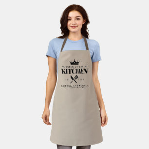 Tablier Queen of the Kitchen Lady Chef Personnalisé Beige