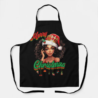 Tablier Queen Santa Claus American African Christmas Women