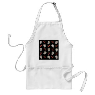 Tablier RAB Rockabilly Sugar Skulls Cerises Sur Fond Noir