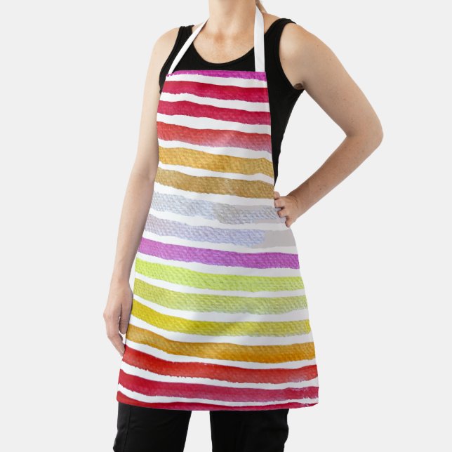 Tablier Rainbow stripes cute watercolor (Insitu)