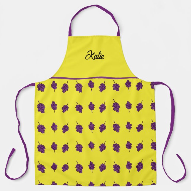 Tablier Raisins pourpres personnalisés jaune (Recto)