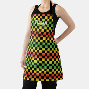 Tablier Rasta Ombre rouge jaune vert À damiers Monogramme