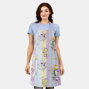 Tablier Rayé floral lavande