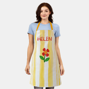 Tablier Rayures Jaunes Solaires, Fleur BoHo