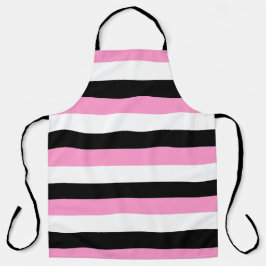 Tablier Rayures noires, blanches et roses