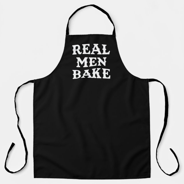 Tablier Real Men Bake drôle de chef masculin (Recto)