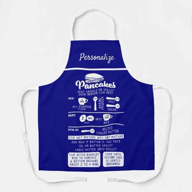 Tablier Recette de pancake tendance Marine Blue Baking Cui (Recto)
