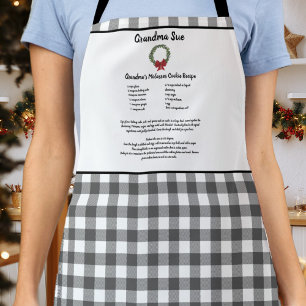 Tablier Recette Keepsaké Xmas Cookie Gris Plaid Wreath