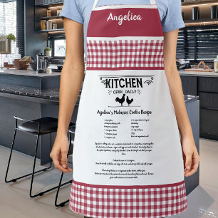 Tablier Recette personnalisée Rouge Blanc Farmhouse Buffal