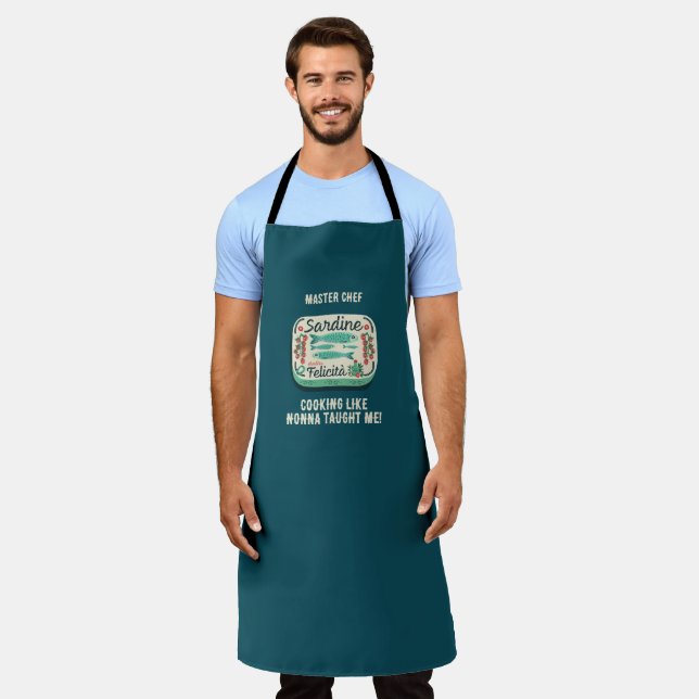 Tablier Recettes de Sardine Whimsical Nonna Master Chef (Porté)