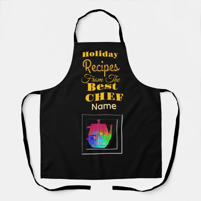Tablier Recettes du meilleur chef Pot à café noir  (Recto)