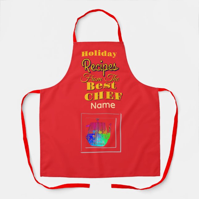 Tablier Recettes du meilleur chef Pot à café rouge  (Recto)