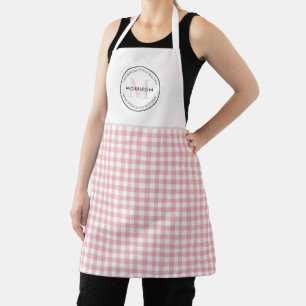 Tablier Recettes famille En vichy rouge Monogramme
