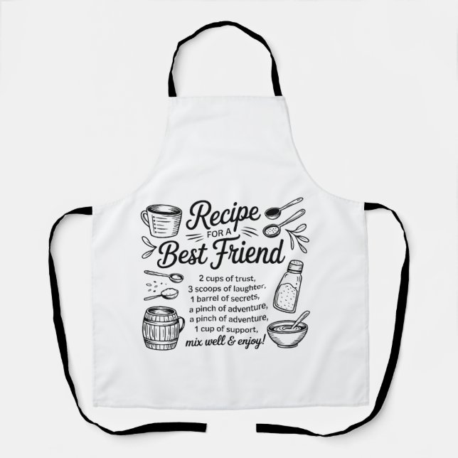 Tablier Recipe for a Best Friend Kitchen Friendship Quote (Recto)