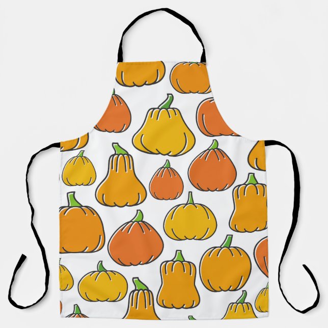 Tablier récoltes citrouilles, motifs de légumes saisonnier (Recto)