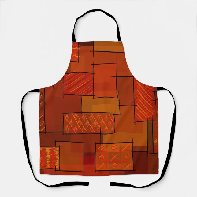 Tablier Rectangles, motif patchwork, doodle. Surface de re (Recto)