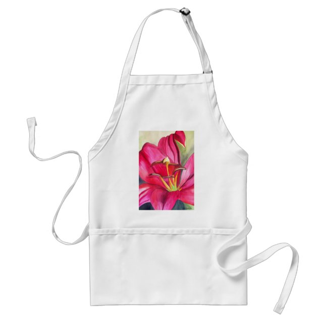 Tablier Red Alert Lily aquarelle peinture de fleur (Devant)