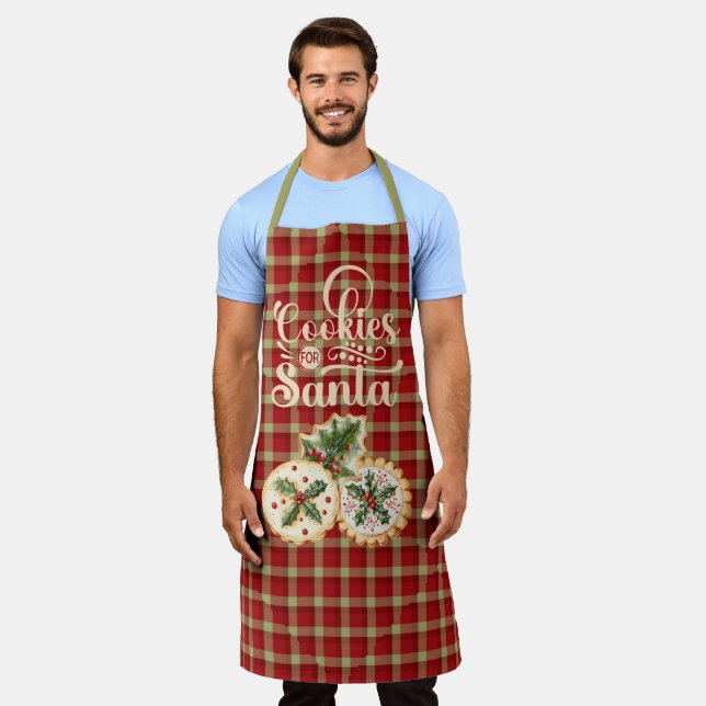 Tablier Red and Tan Plaid Cookies for Santa (Porté)