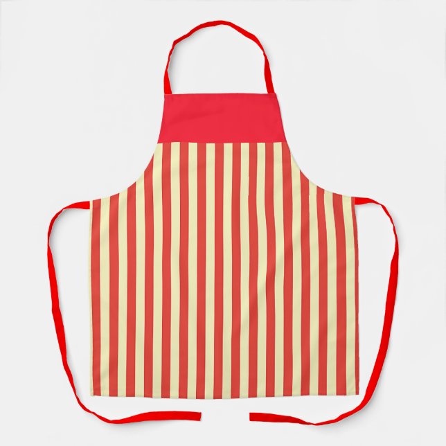 Tablier Red Band Stripe Kitchen Chef  (Recto)