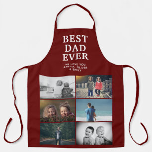 Tablier Red Best Papa Jamais Custom 6 Photo Collage