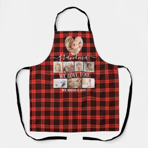Tablier Red Black Plaid 8 Photo Collage Cadeau Personnalis