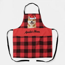 Tablier Red Buffalo Plaid and Akita Inu Dog Christmas