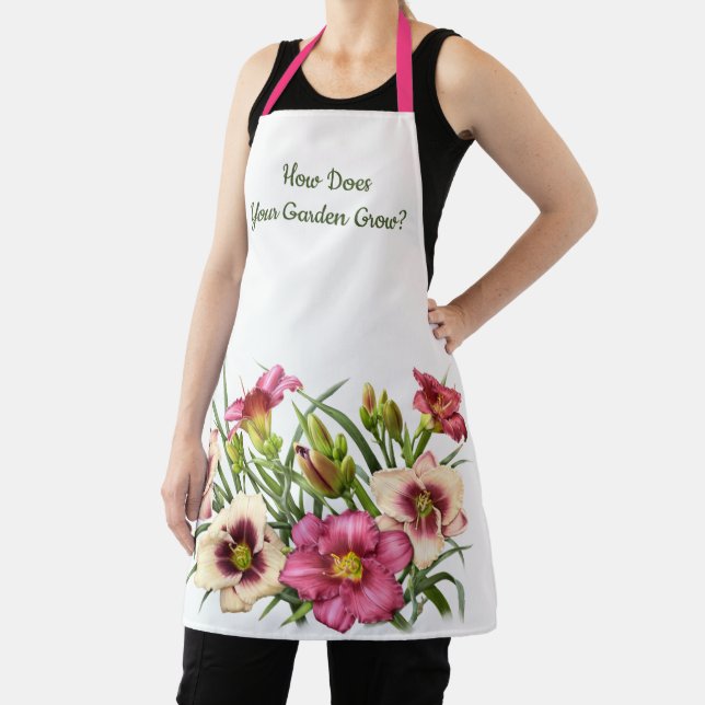 Tablier Red Daylilies Floral Botanical Print (Insitu)