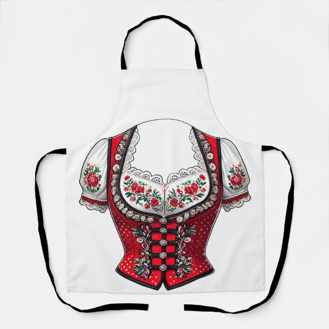 Tablier Red Dirndl Top Pour Fête Folk (Recto)