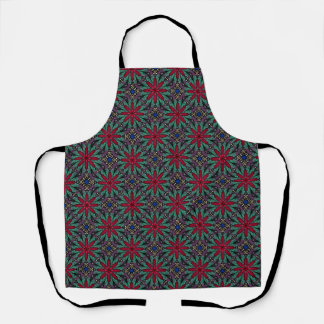 Tablier Red Floral With Green and Blue