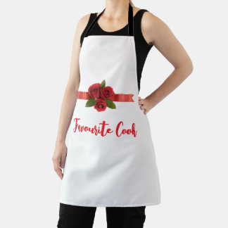 Tablier Red Flowers Favorite Cook