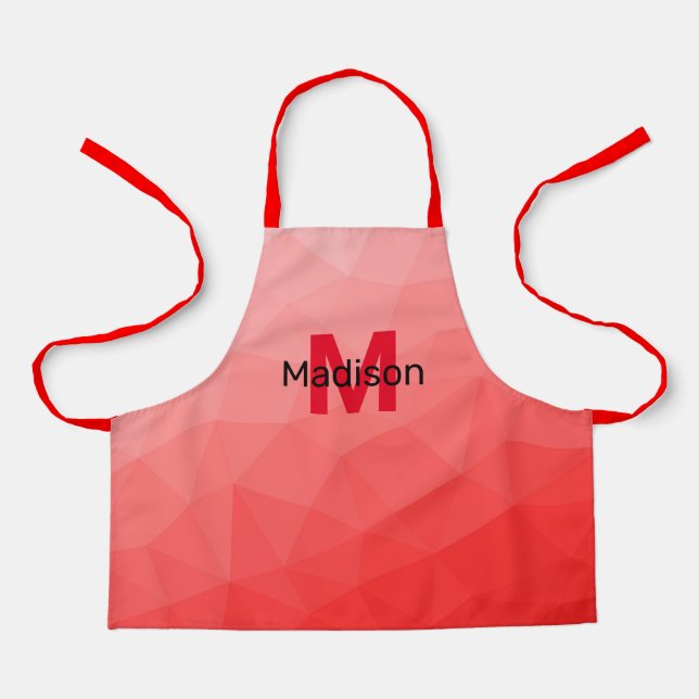 Tablier Red gradient geometric mesh pattern Monogram (Recto)