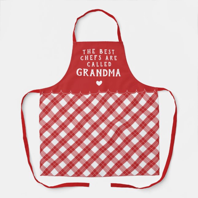 Tablier Red Grand-mère Meilleur Chef Coeur & Plaid (Recto)