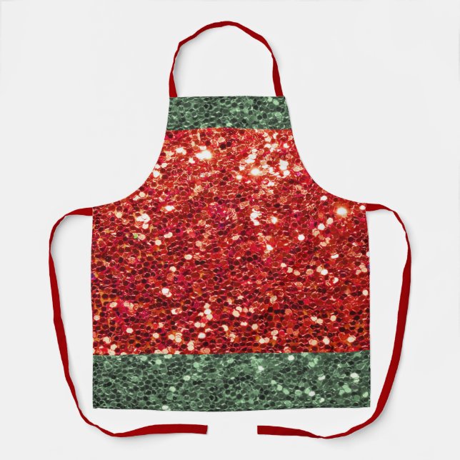 Tablier Red Green Parties scintillant vacances Cuisine de  (Recto)