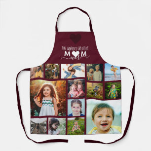 Tablier Red Heart Greatest Mom Ever Photo Collage