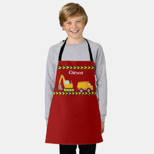Tablier Red Kids Construction Véhicule Personnalisé Garçon