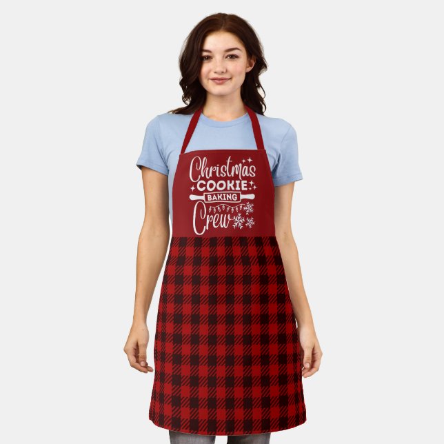 Tablier Red Plaid Christmas Cookie Baking Crew (Porté)