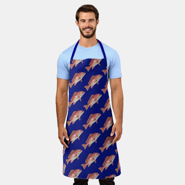 Tablier Red Snapper Pattern Unisex Kitchen Apron (Porté)