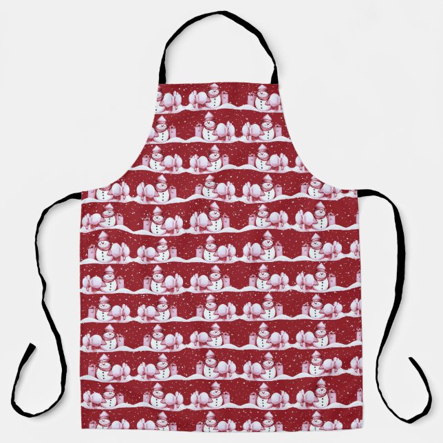 Tablier Red Snowman Noël neige appart. (Recto)
