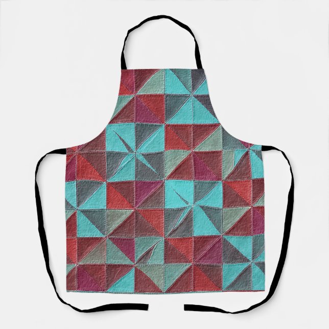 Tablier red, teal, purple, and gray quilt (Recto)