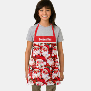 Tablier Red Vintage Santa Claus Plaid Christmas Kids