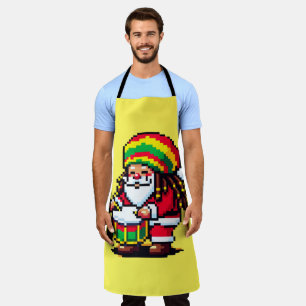 Tablier Reggae Père Noël Drummer Fun Pixel Art Christmas M
