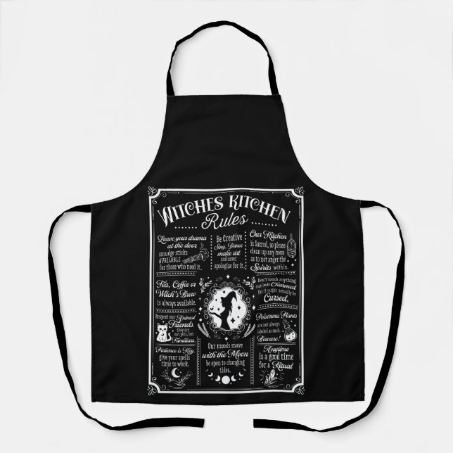 Tablier Règles de cuisine des sorcières Halloween Vintage (Recto)