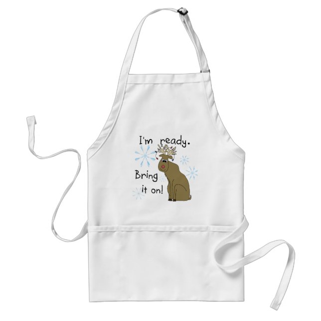 Tablier Reindeer prêt pour les T-shirts et cadeaux de Noël (Devant)