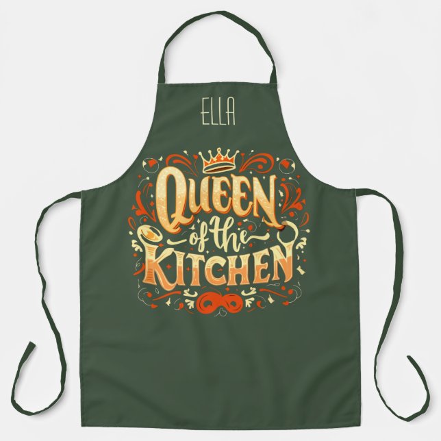 TABLIER REINE DE COULEUR VERTE MOSS DE LA CUISINE (Recto)