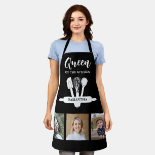 Tablier Reine De La Cuisine Noir Et Blanc Nom Photo