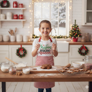 Tablier Reine de la pâtisserie de Noël Gingham vert rouge